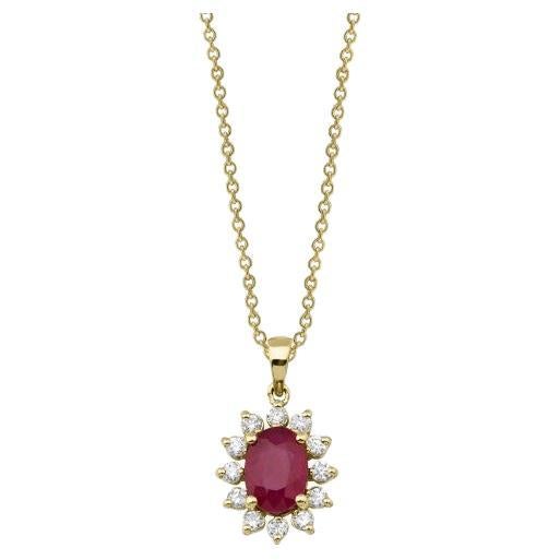 0.98ct Ruby And Diamond Necklace For Sale