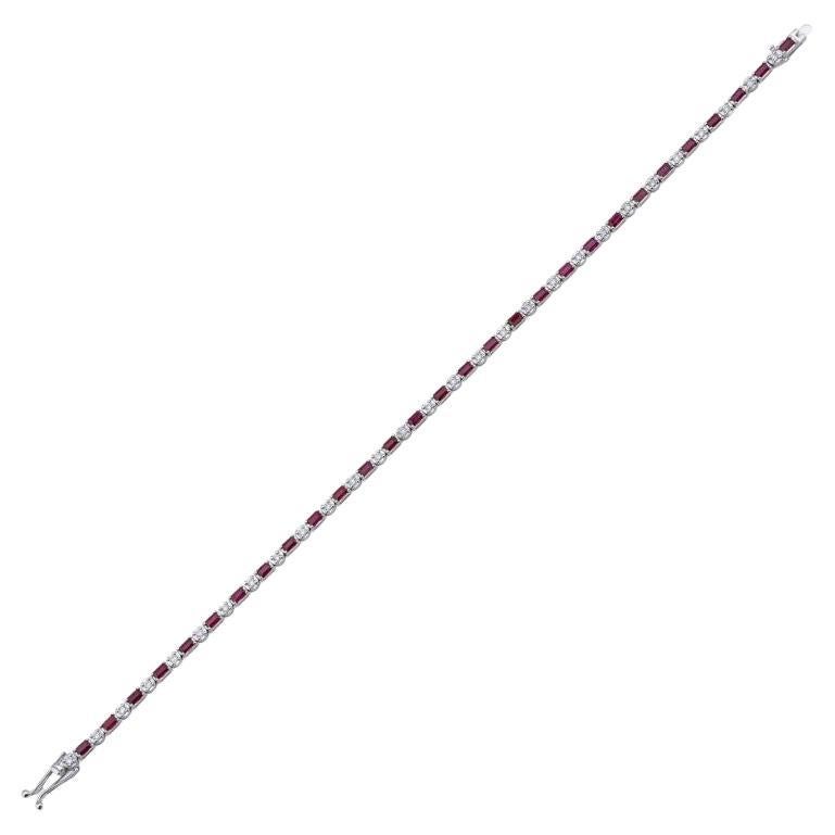 2.15ct Ruby And Diamond Tennis Bracelet For Sale