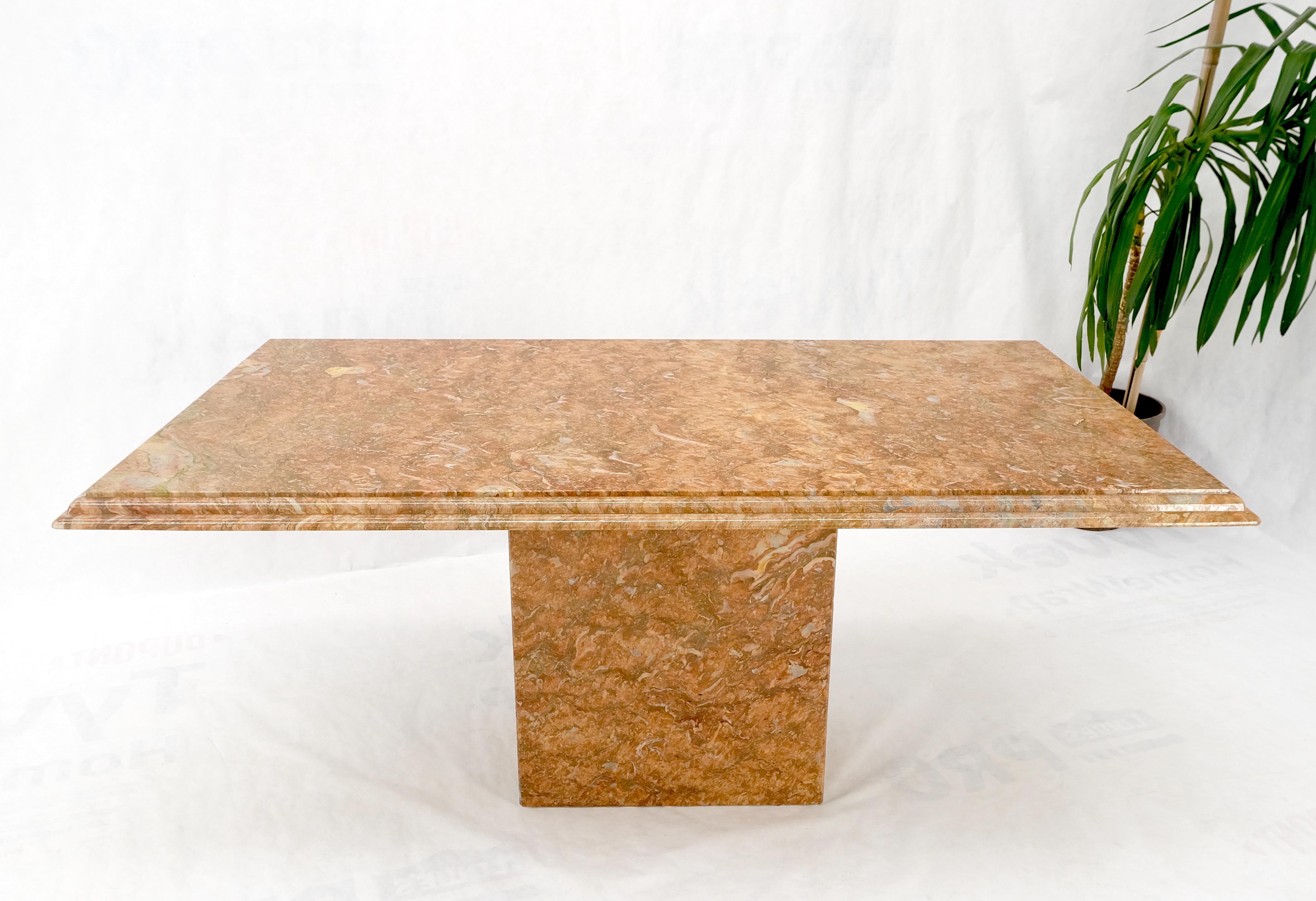 Rouge Brick Color Single Pedestal Italian Marble Dining Conference Table Mint! For Sale 6