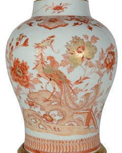 Rouge De Fer Iron-Red and Gilt Decorated 19th Century Table Lamp