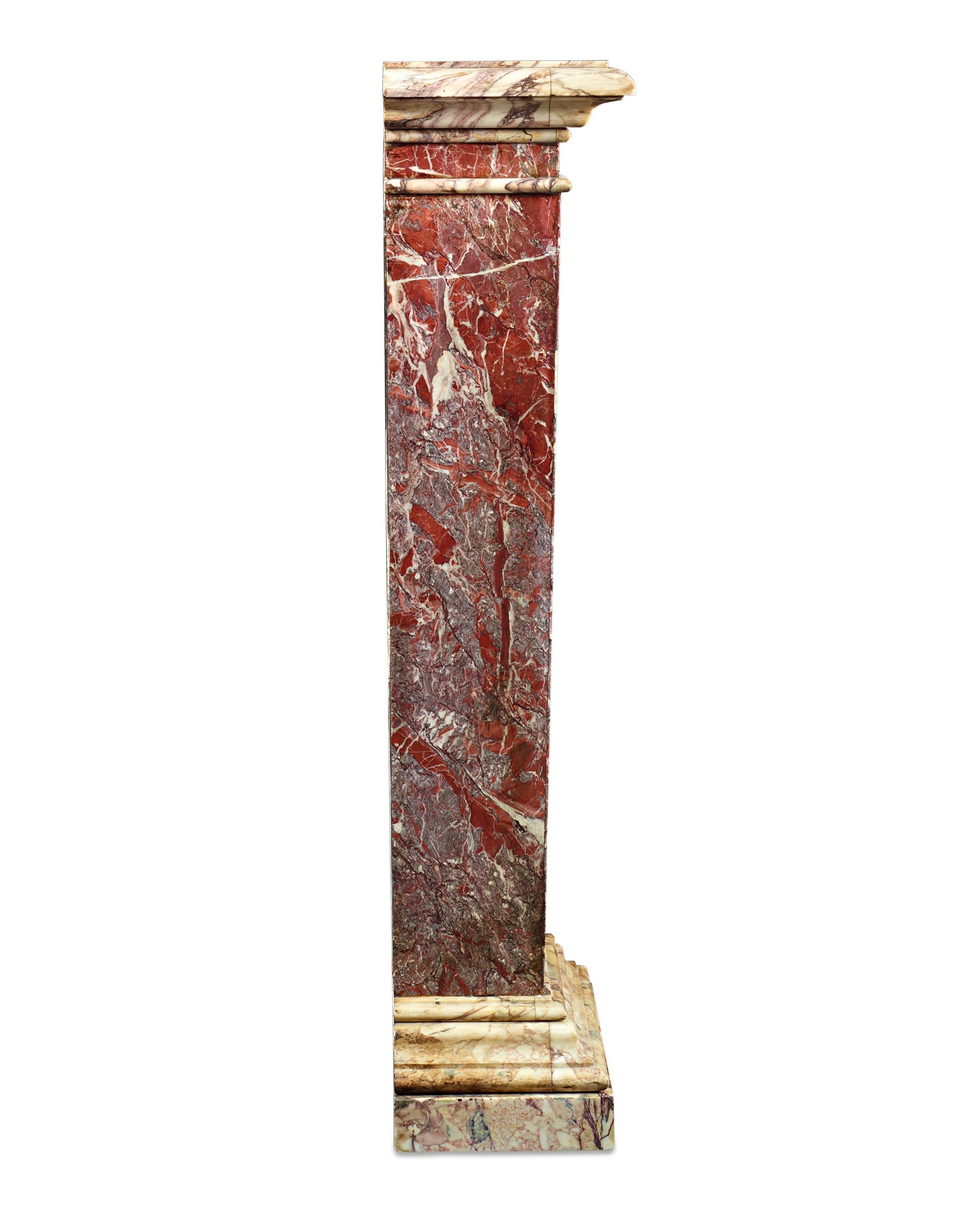 Neoclassical Rouge de France Marble Pedestal, 18th Century For Sale