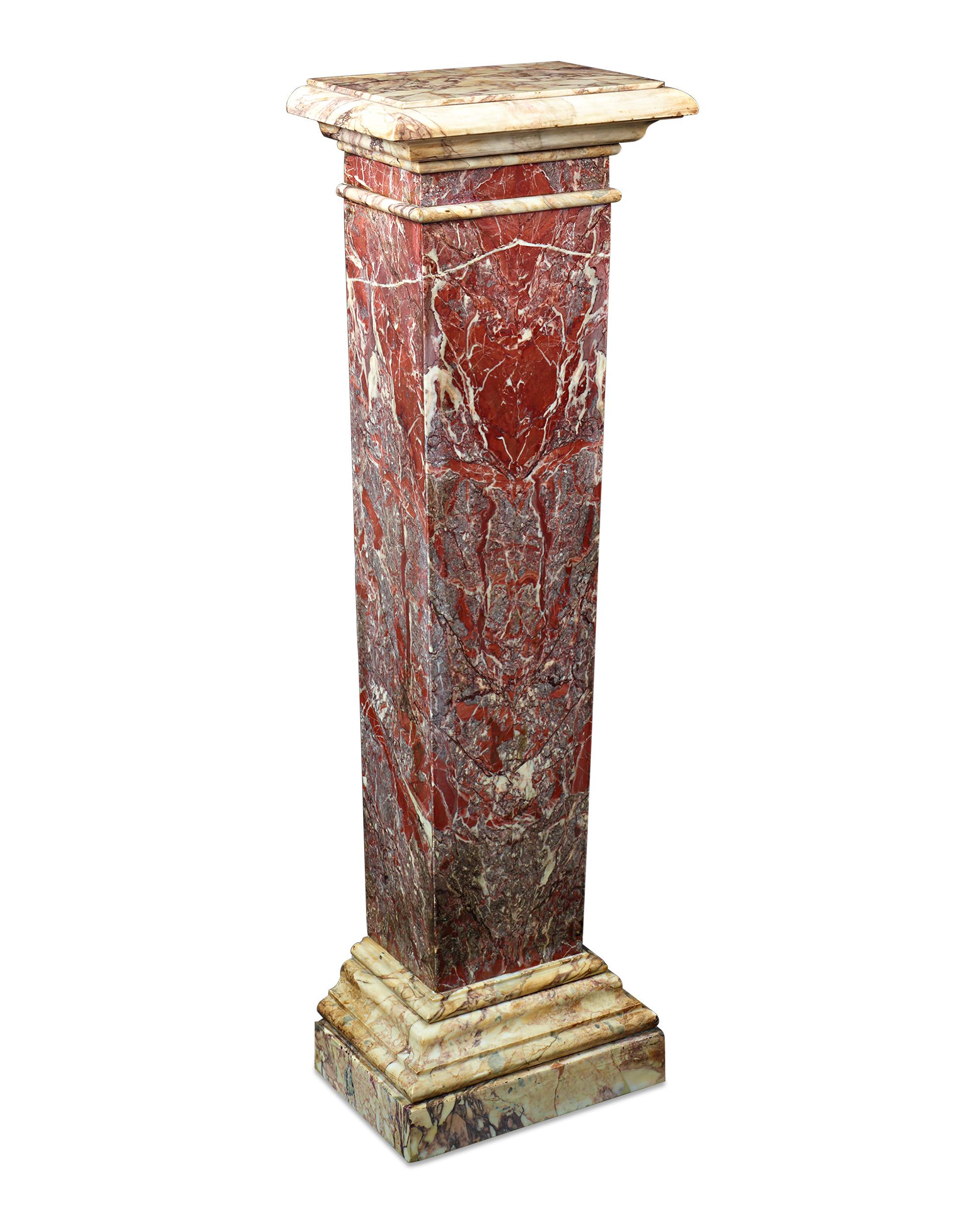 Italian Rouge de France Marble Pedestal, 18th Century For Sale