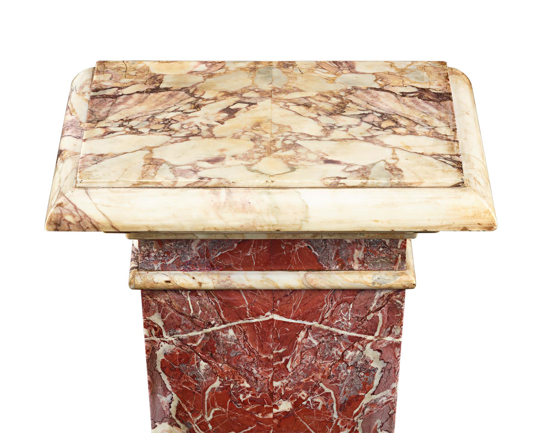 Rouge de France Marble Pedestal, 18th Century In Excellent Condition For Sale In New Orleans, LA