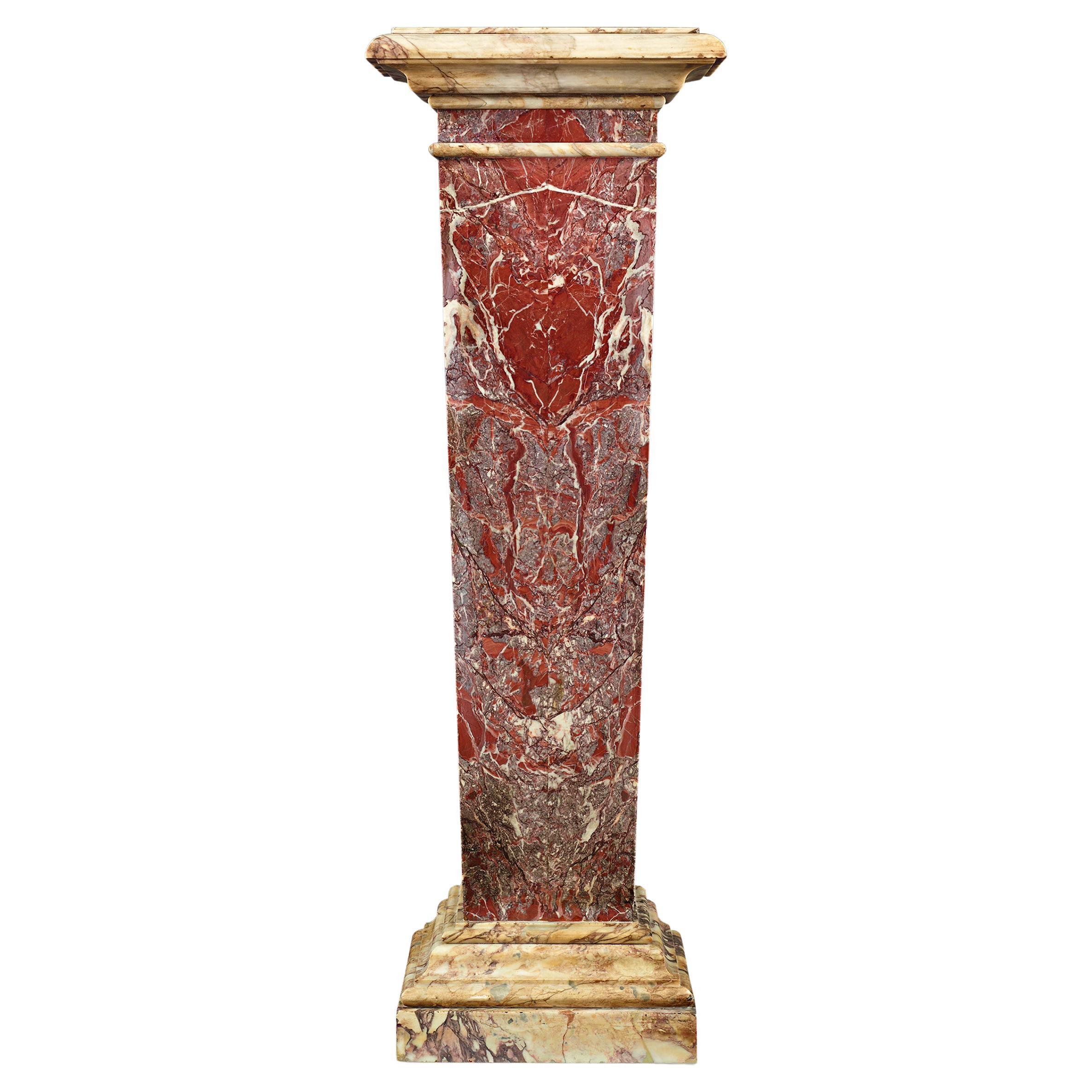 Rouge de France Marble Pedestal, 18th Century For Sale