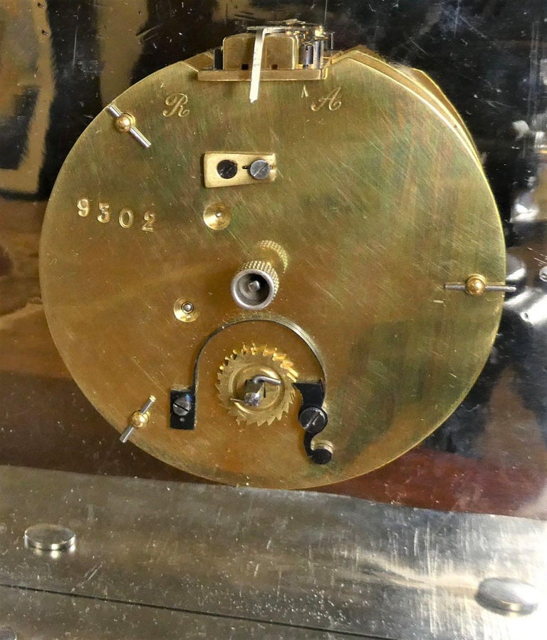 Rouge Marble and Chrome Art Deco Mantel Clock, Goldsmiths and Silversmiths For Sale at 1stDibs