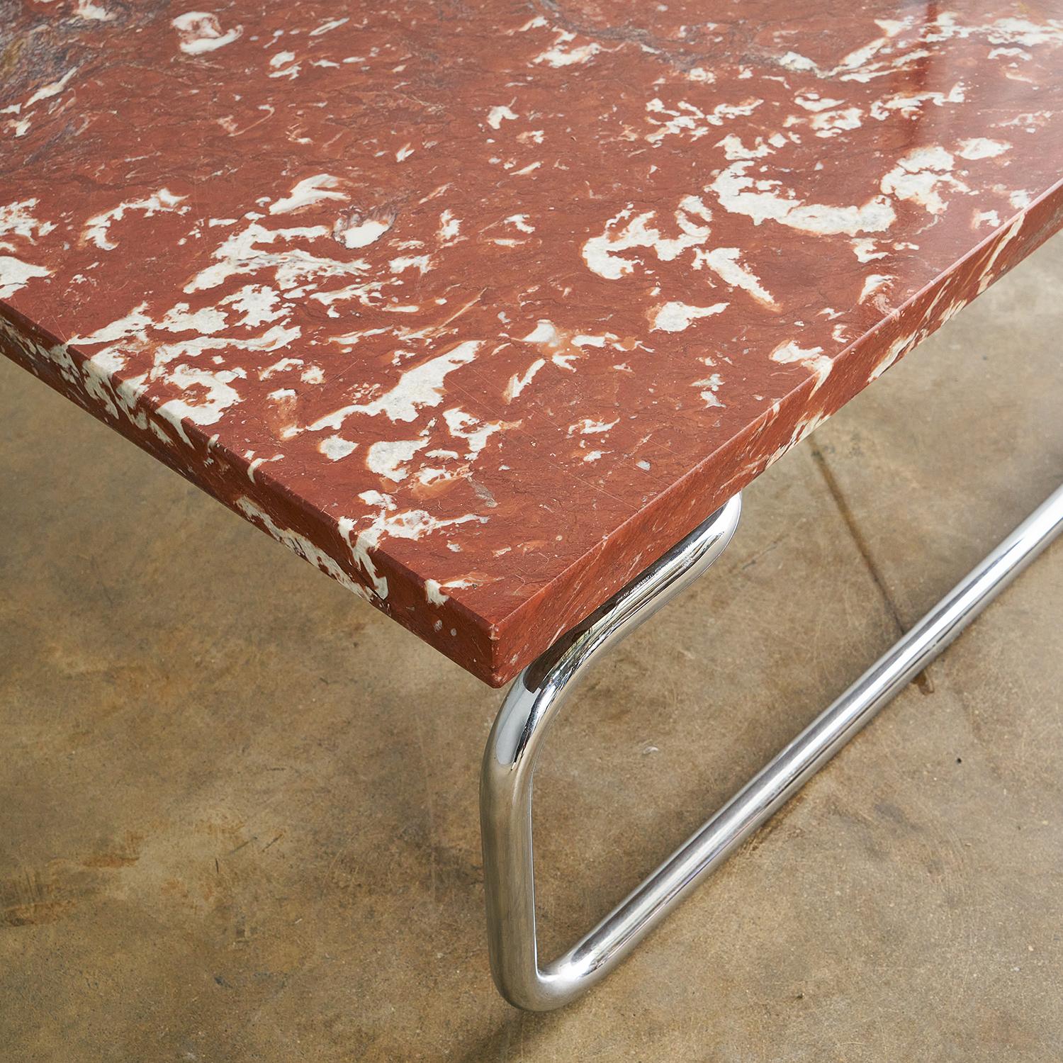 Rouge Marble and Chrome Coffee Table by Michael McCarthy for Cassina For Sale 1