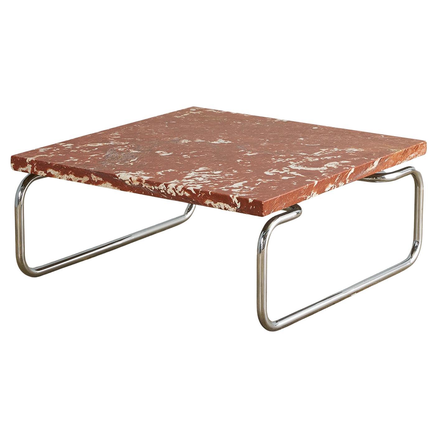 Rouge Marble and Chrome Coffee Table by Michael McCarthy for Cassina For Sale