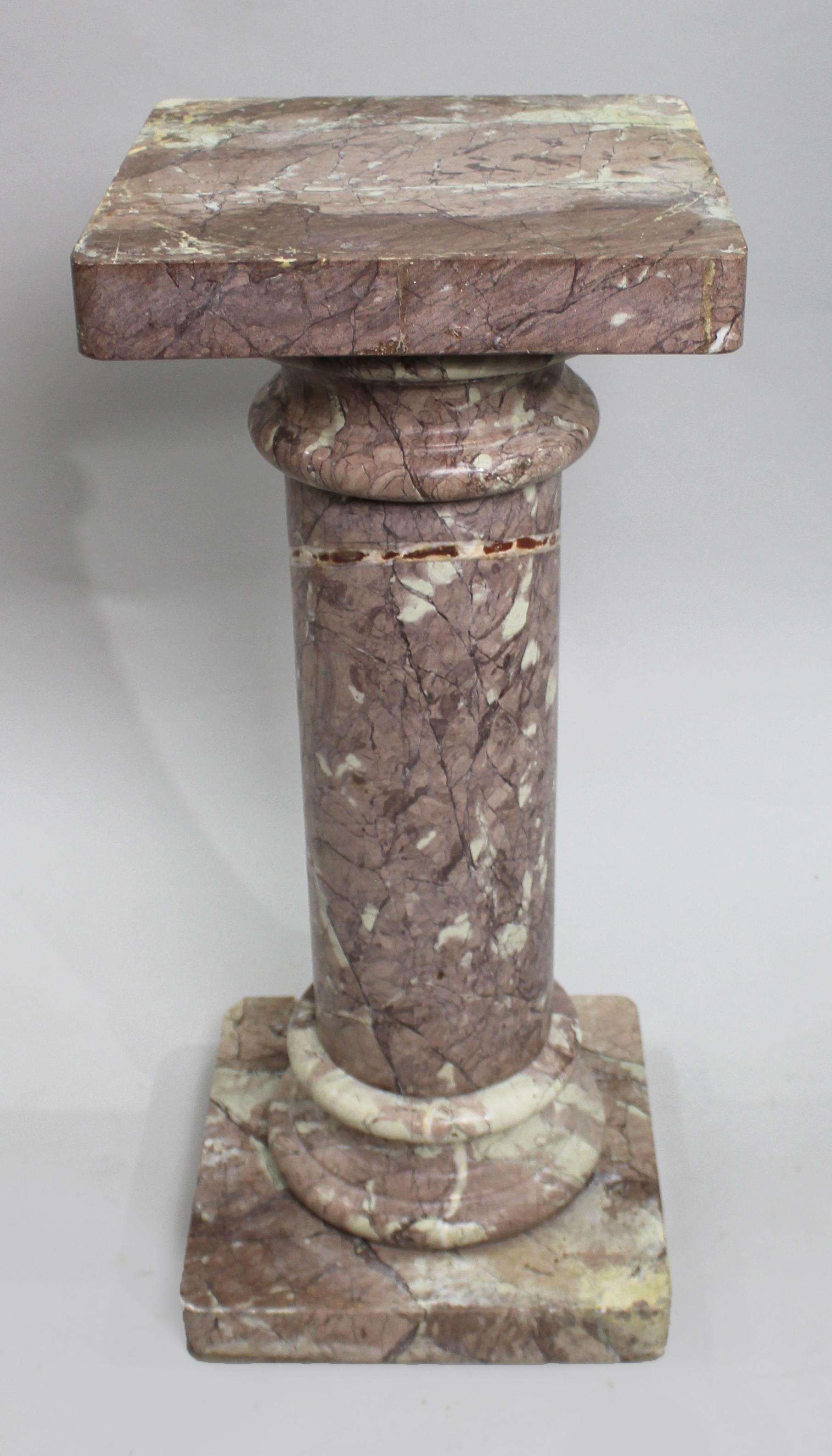 European Rouge Marble Column Pedestal Stand For Sale
