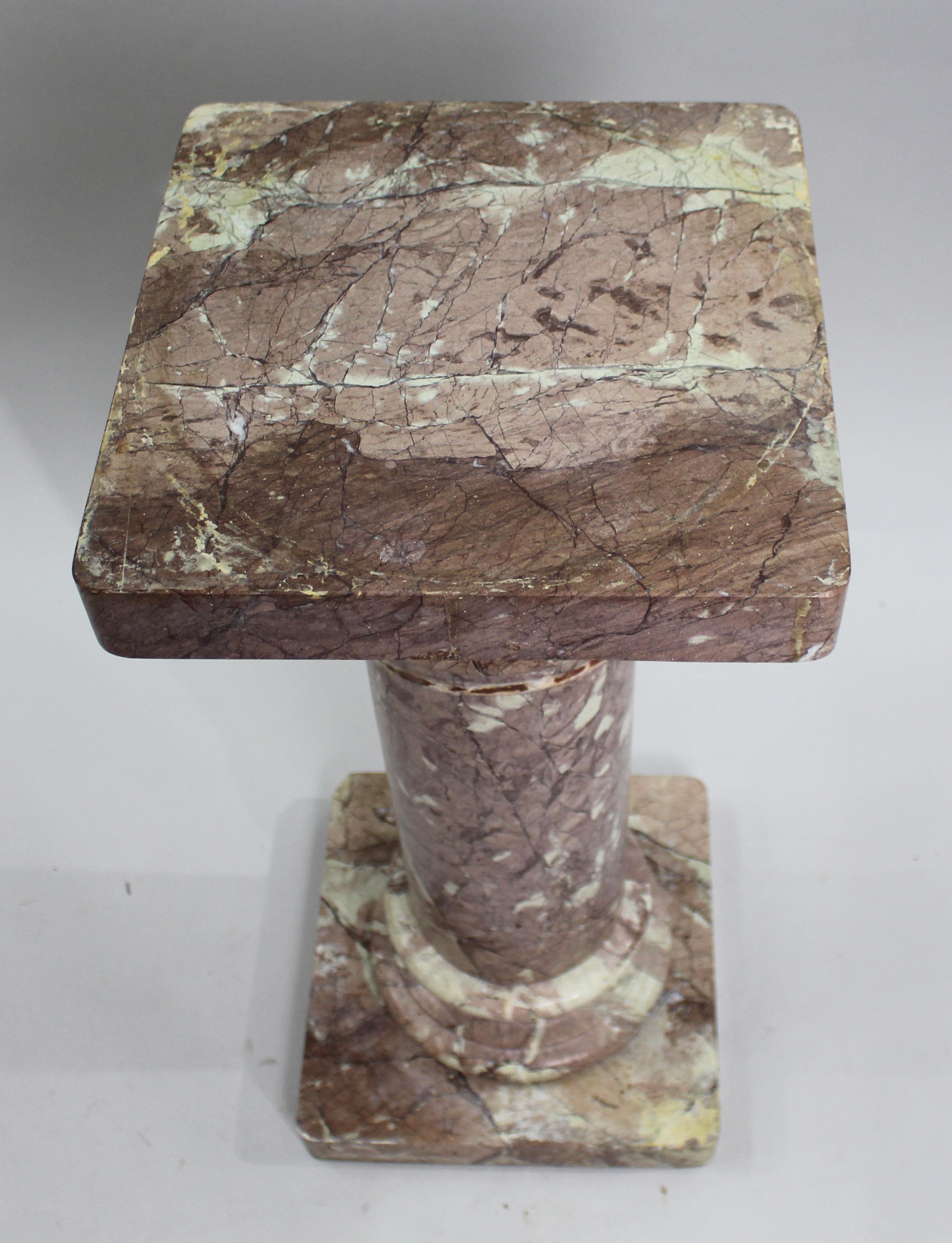 Rouge Marble Column Pedestal Stand In Good Condition For Sale In Worcester, GB