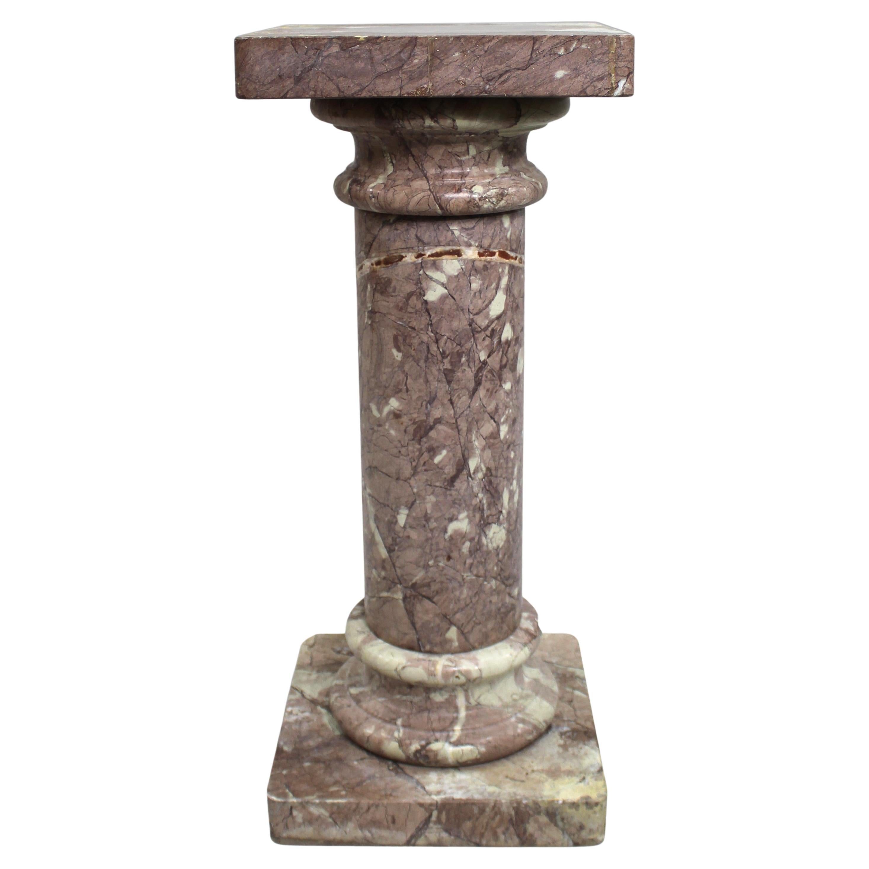 Rouge Marble Column Pedestal Stand For Sale