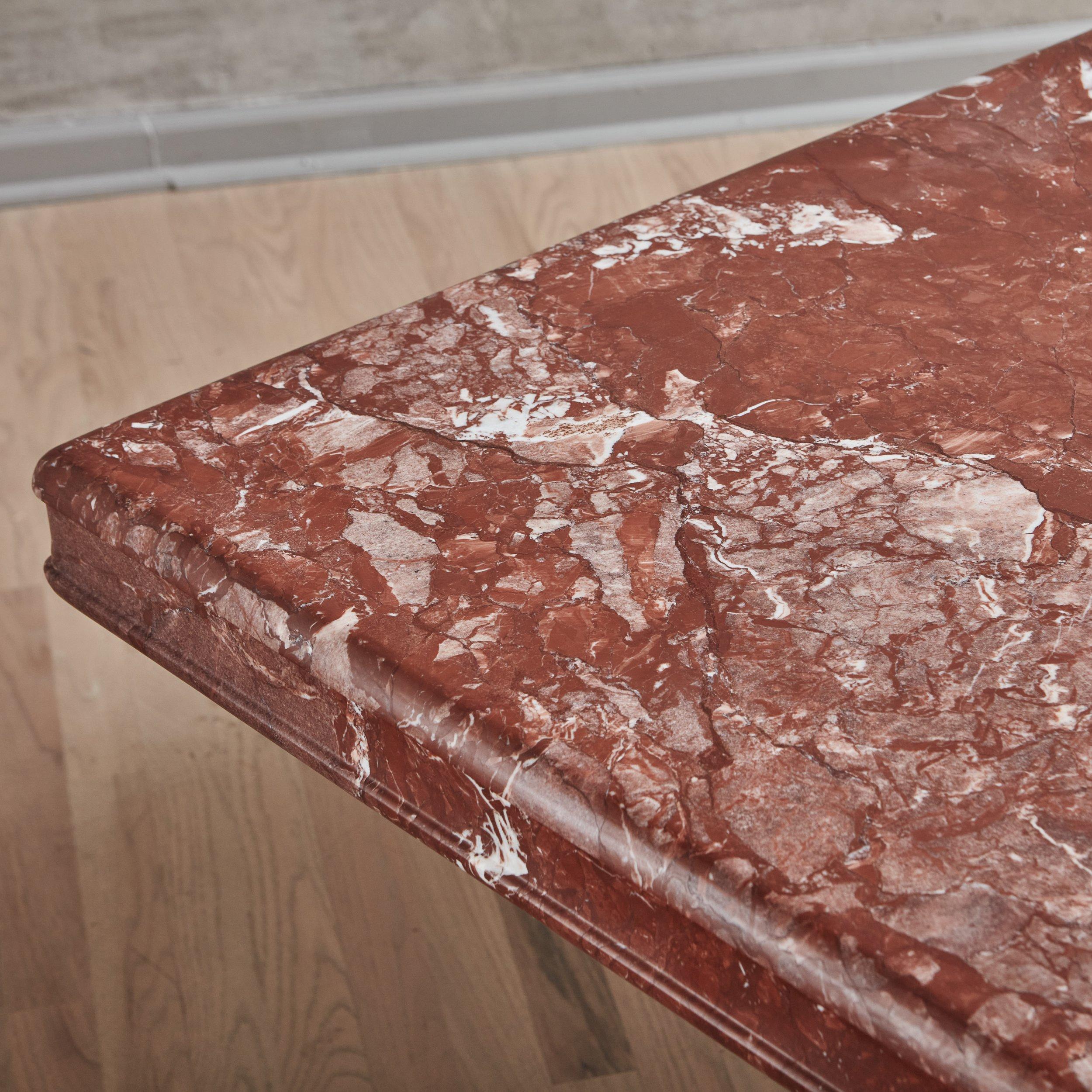 Rouge Marble Dining Table with Pedestal Base, 20th Century For Sale 5