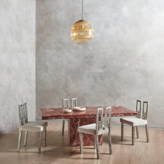 Rouge Marble Dining Table with Pedestal Base, 20th Century