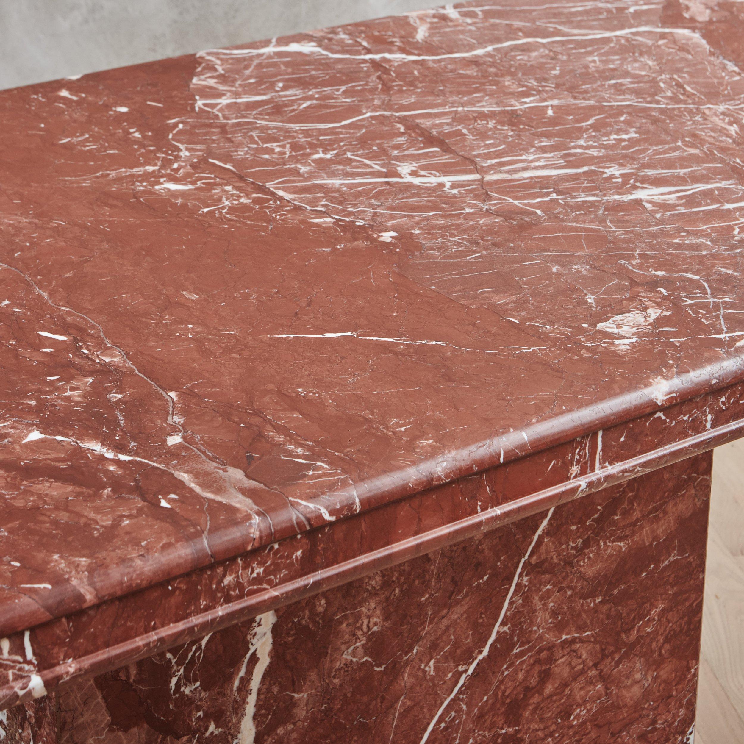 Rouge Marble Dining Table with Pedestal Base, 20th Century For Sale 3