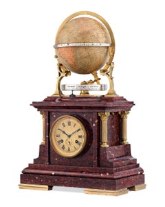 Rouge Marble Globe Clock