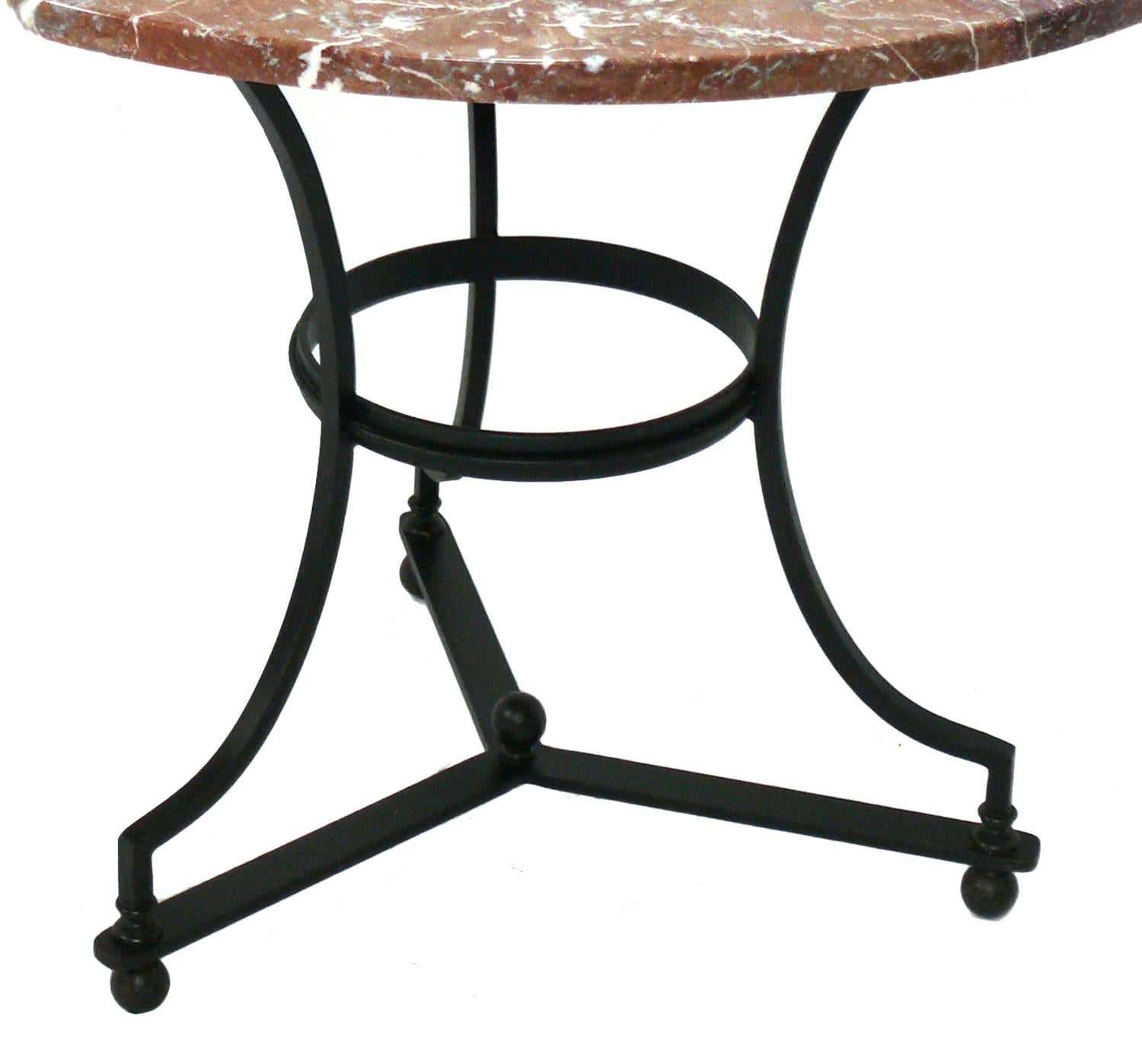 Neoclassical Rouge Marble Top Breakfast Table or Petite Dining Table  For Sale