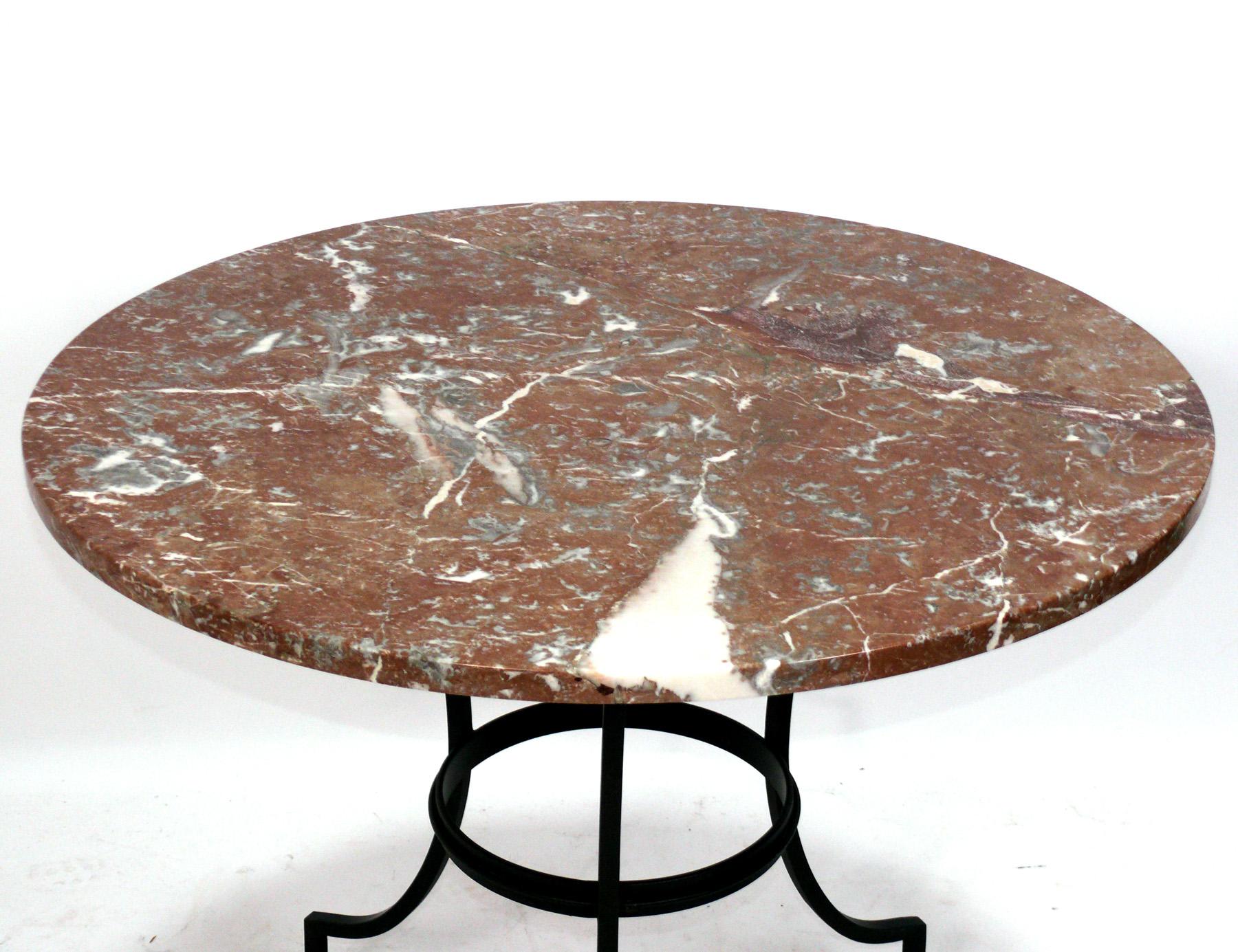Italian Rouge Marble Top Breakfast Table or Petite Dining Table  For Sale