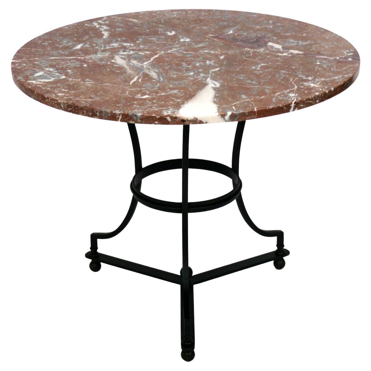 Rouge Marble Top Breakfast Table or Petite Dining Table  For Sale