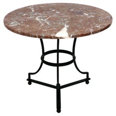 Table de petit djeuner ou table de salle  manger  plateau en marbre rouge 