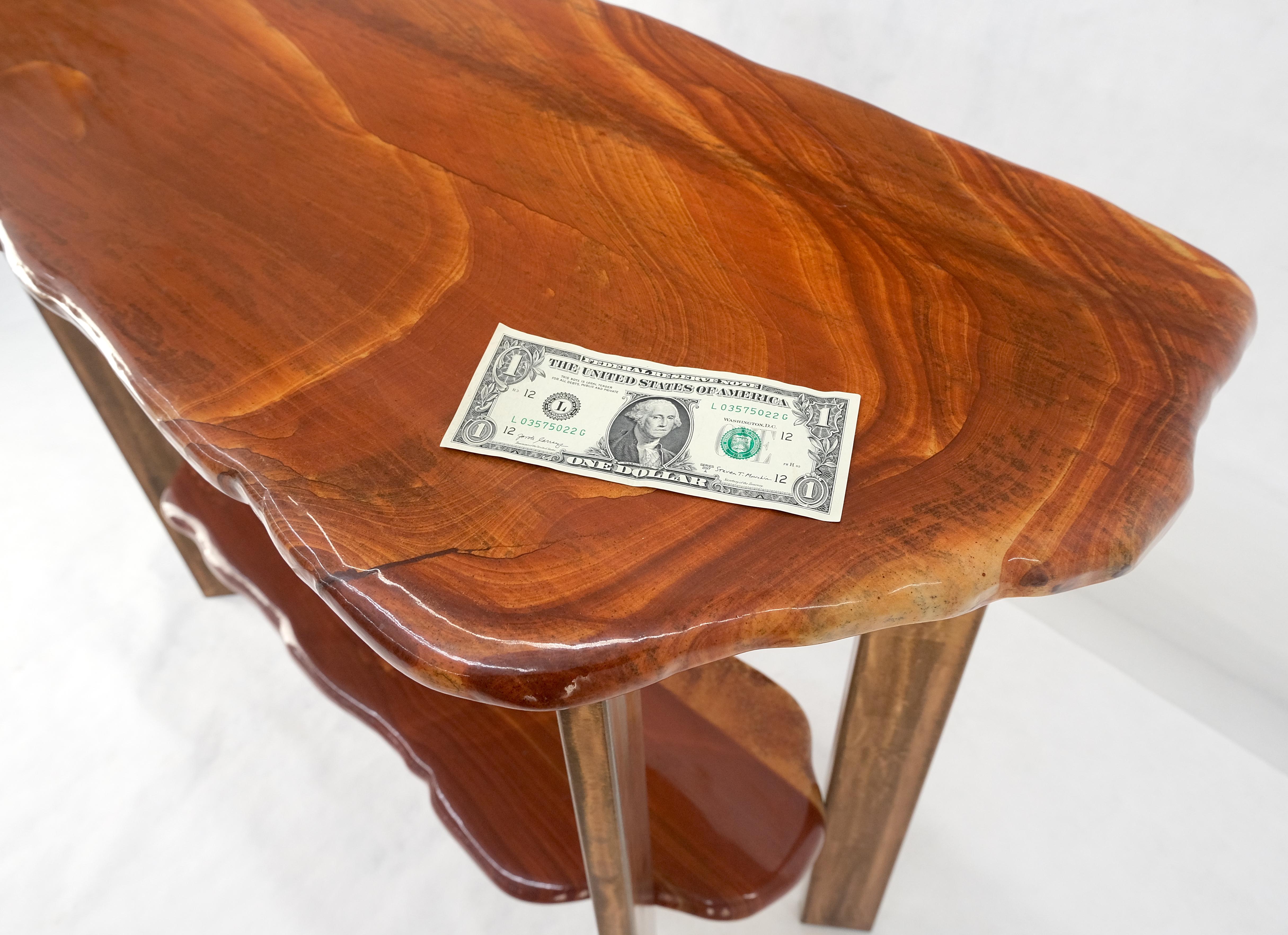 Rouge Organic Shape Marble Top Two Tier Metal Base Console Table Studio Made For Sale 7