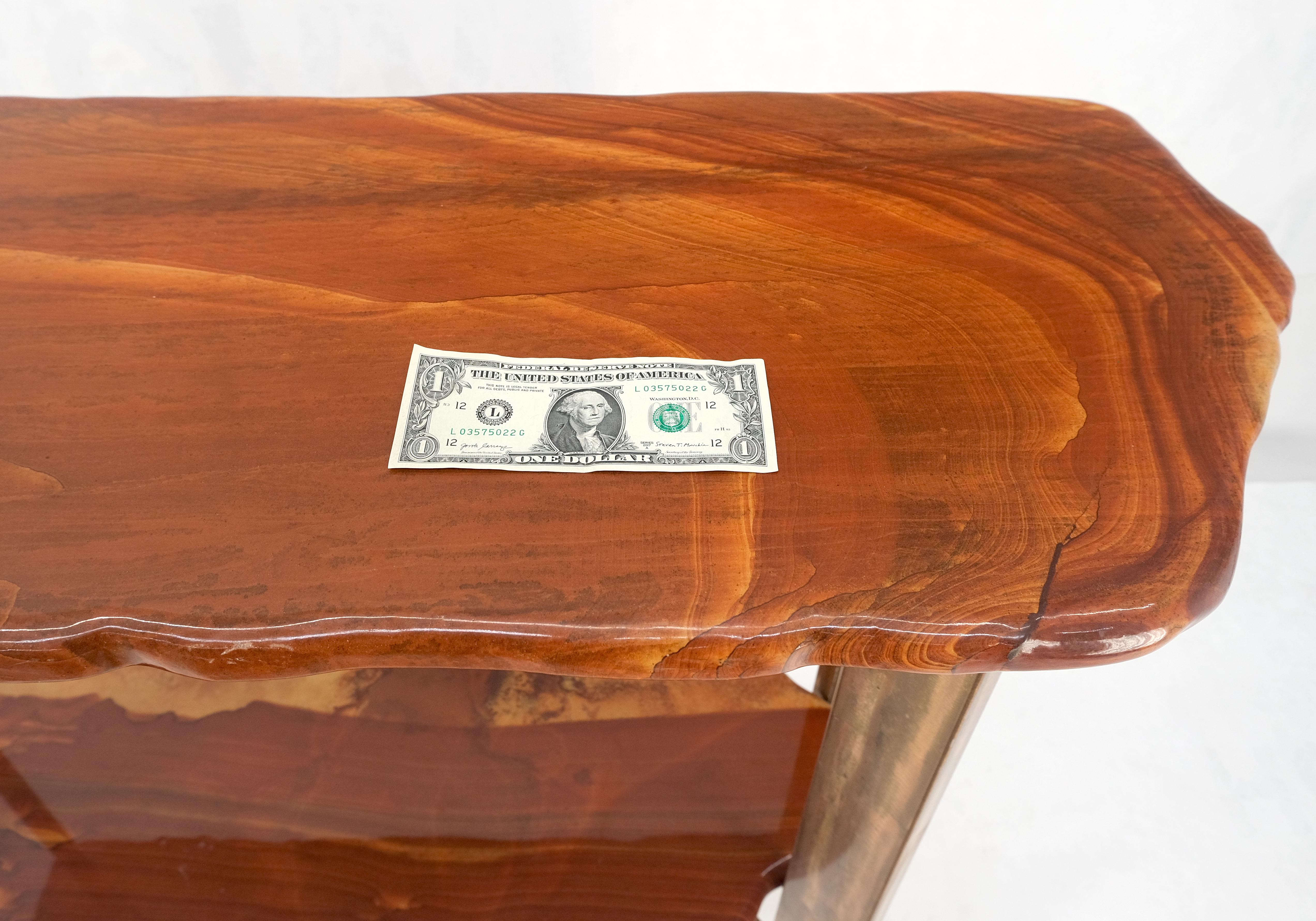 Rouge Organic Shape Marble Top Two Tier Metal Base Console Table Studio Made For Sale 5
