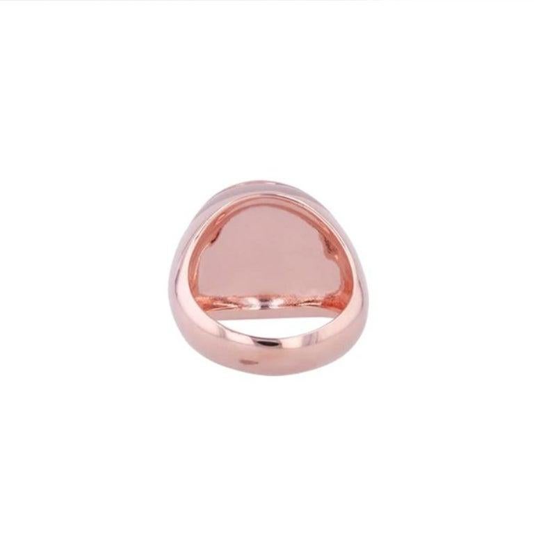 For Sale:  Rouge Pink Enamel Ring with Cabochon Opaque Ruby in Rose Gold 4