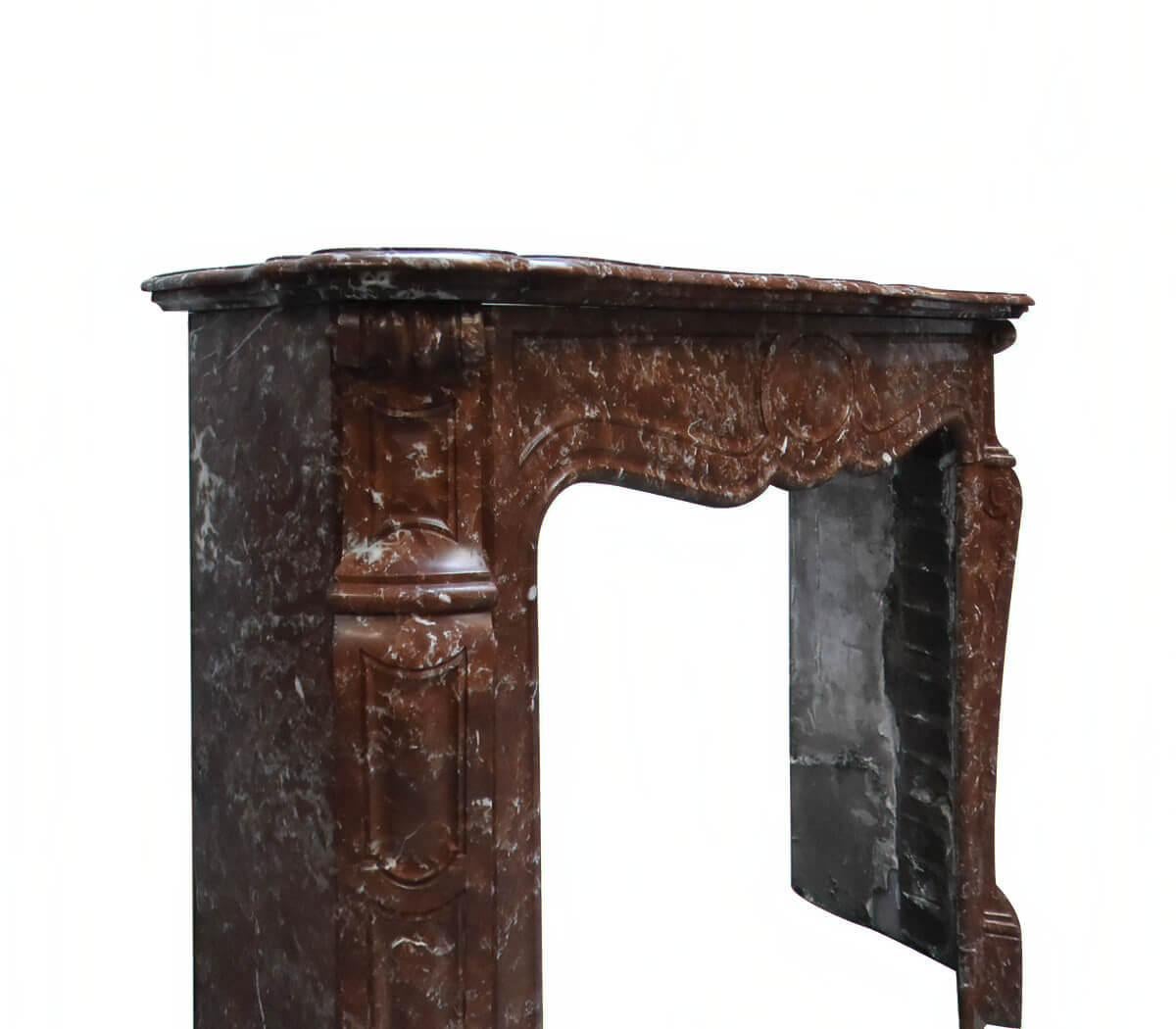 French Rouge Pompadour marble fireplace mantel 19th Century For Sale