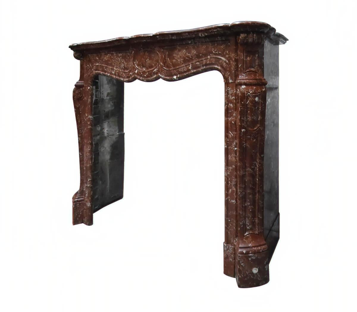 Late 19th Century Rouge Pompadour marble fireplace mantel 19th Century For Sale