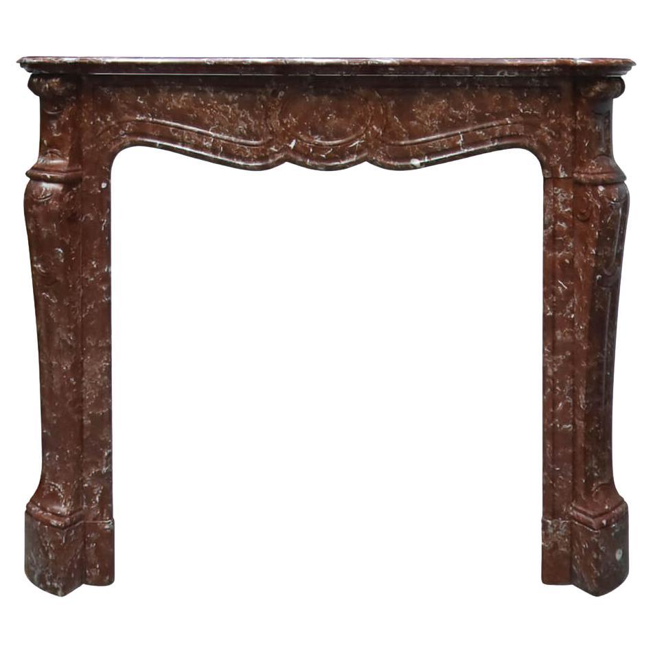 Rouge Pompadour marble fireplace mantel 19th Century For Sale