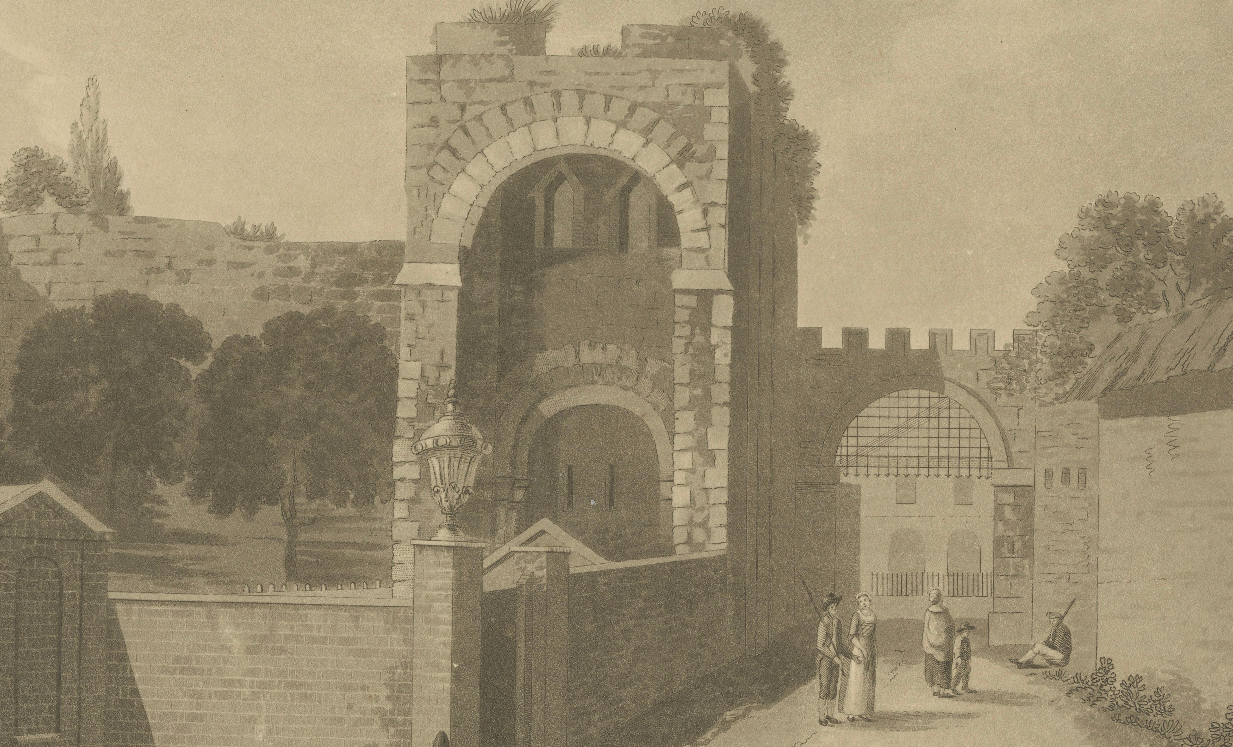 Rougemont Castle Exeter, Aquatint View, Jukes & Davey, 1794