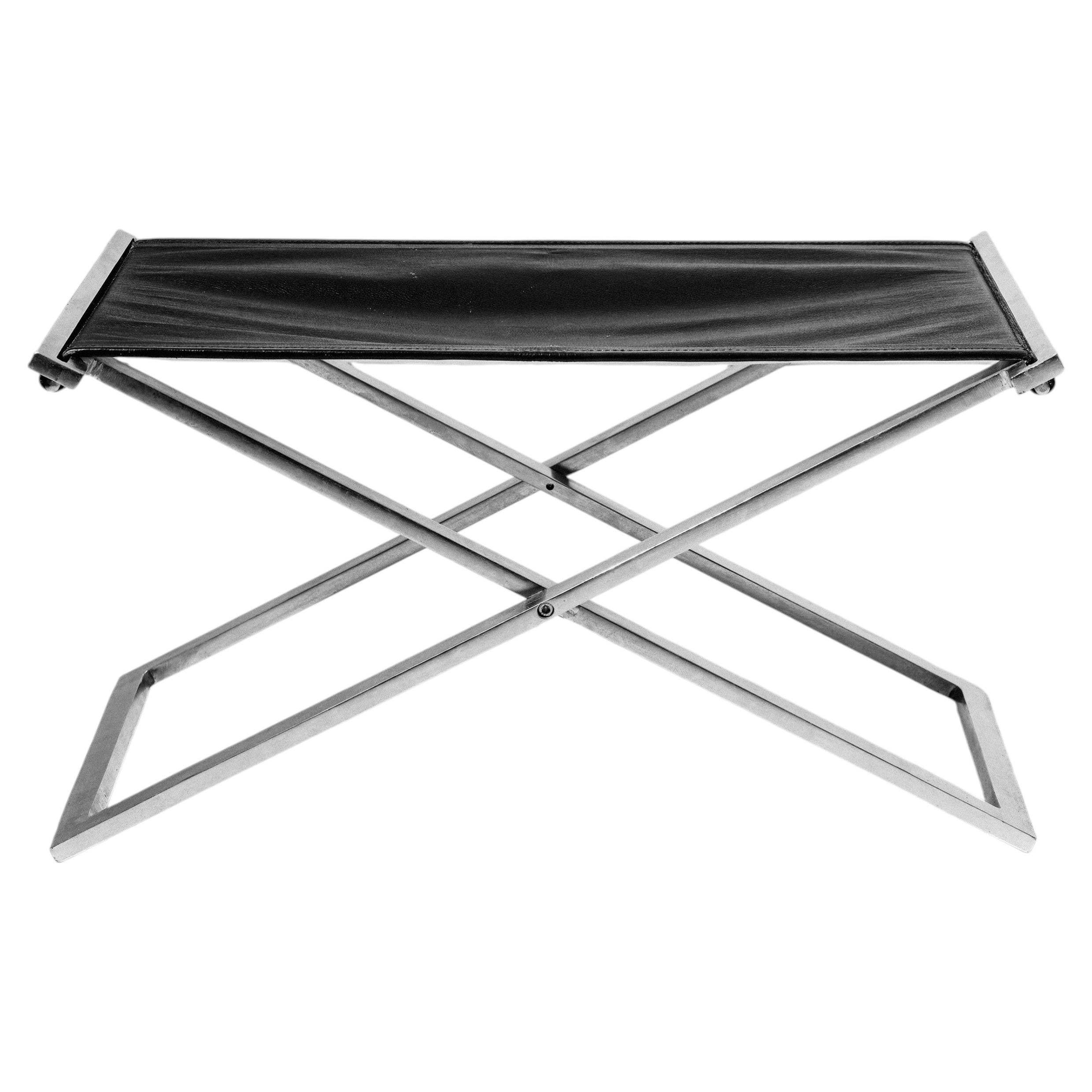 "Rough #1" Stool Attributed to Michael Christensen, Steel and Leather, Denmark