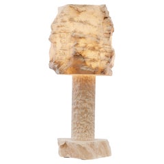 Rough Alabaster Sculptural Goblet Table Lamp