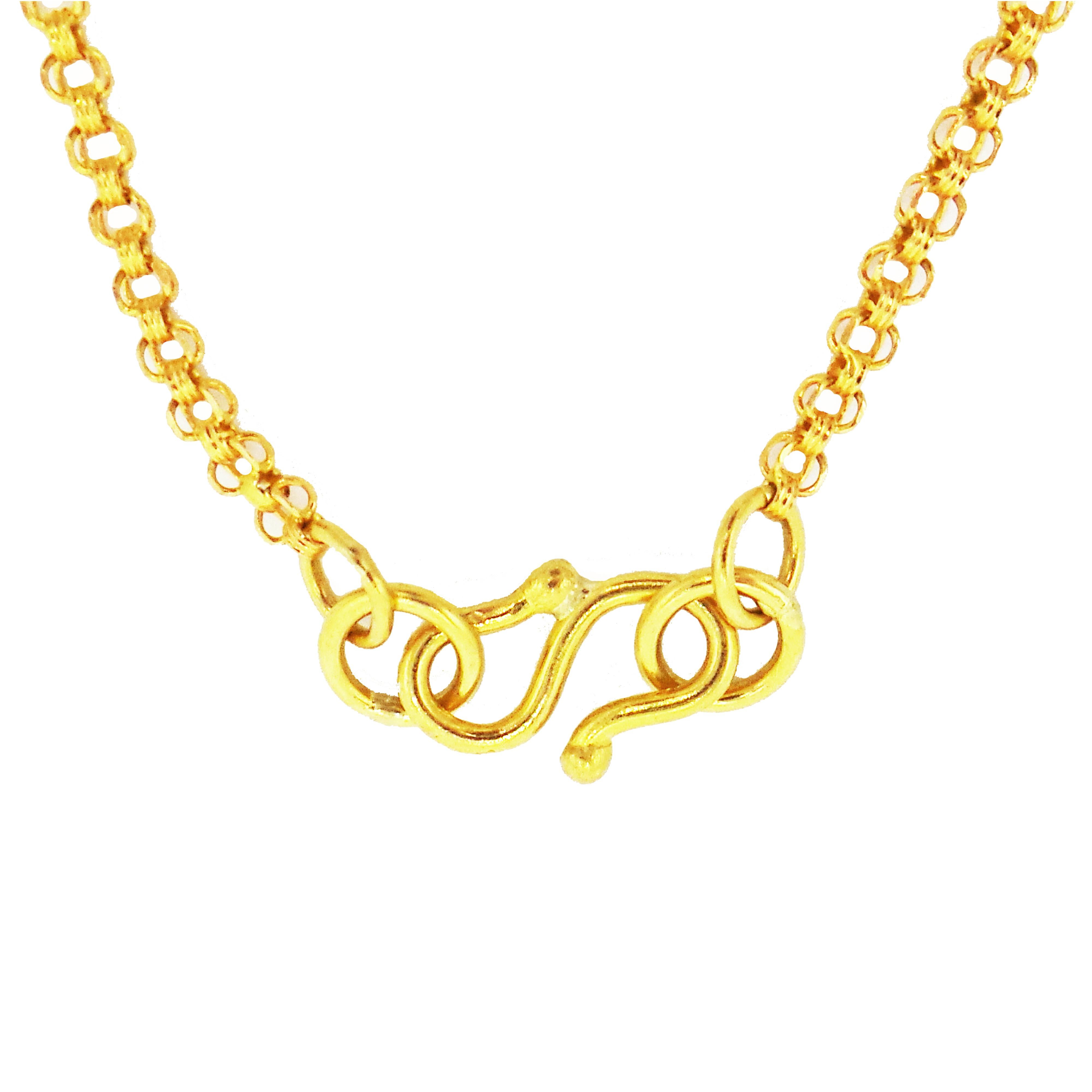 Contemporary Rough Aquamarine 22 Karat Gold Chain Necklace For Sale