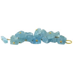 Rough Aquamarine, Over 500 Carat, and 18 Karat Bracelet