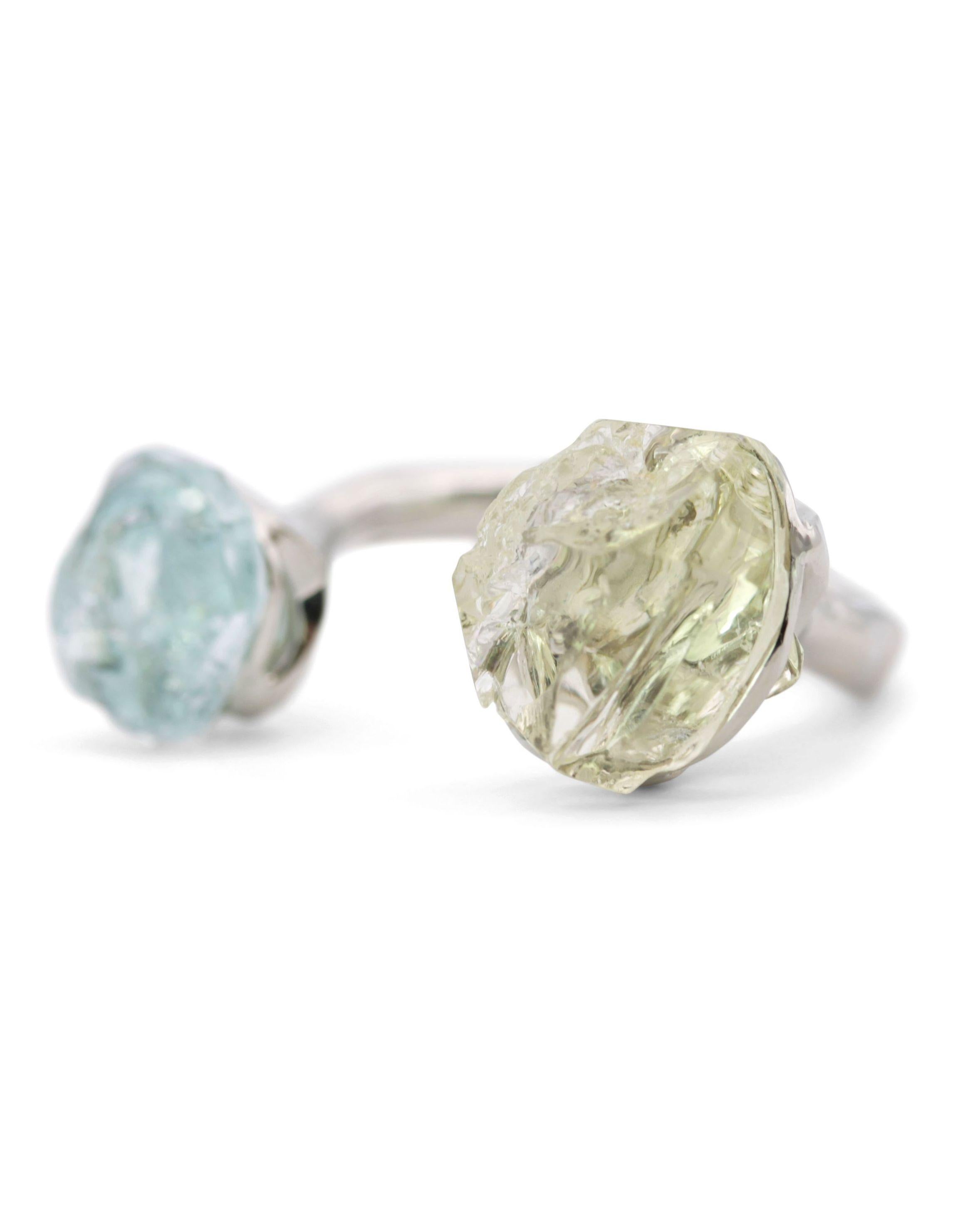 Women's Rough Beryls Platinum Ring For Sale