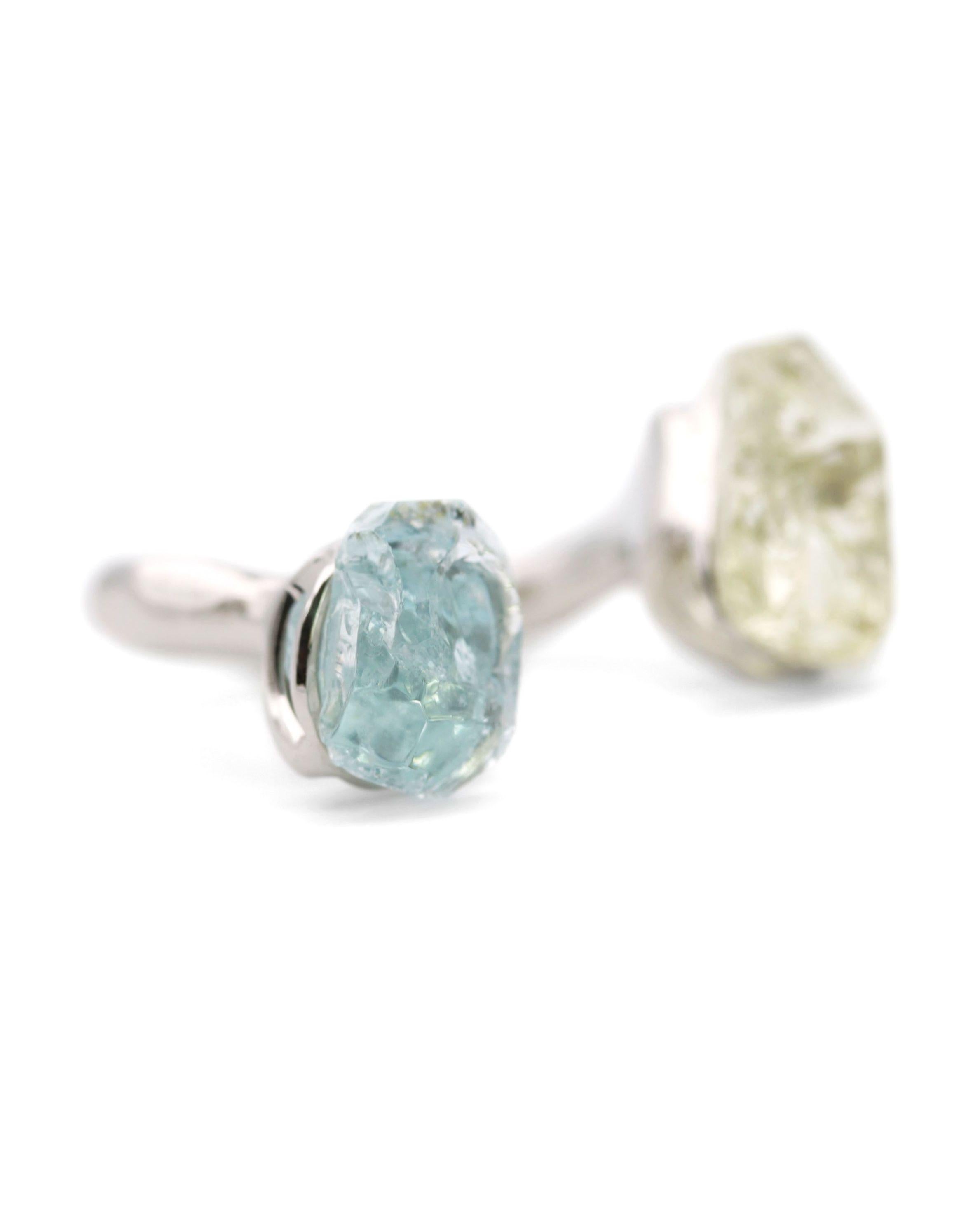 Rough Beryls Platinum Ring For Sale 2