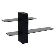 Rough Black Rectangular Block Console Shelf, Sculpted by Frederic Saulou