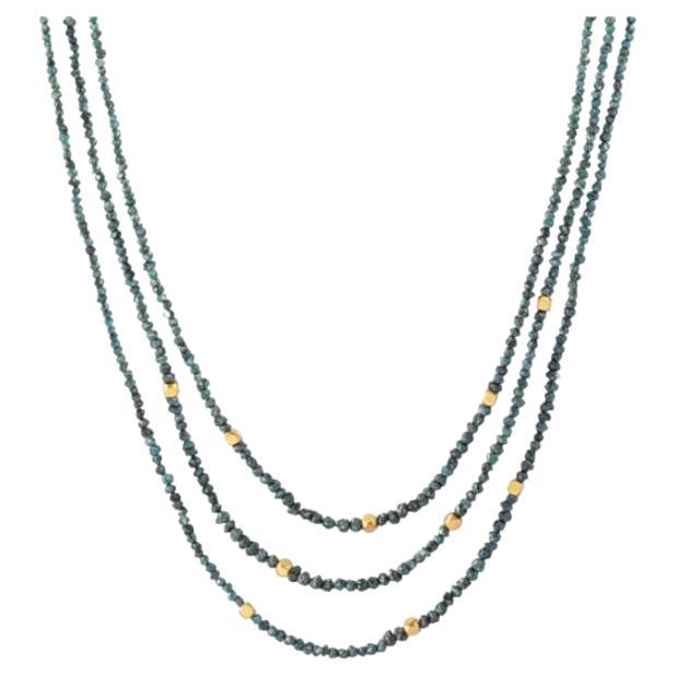 Rough Blue Diamond Necklace with 18K Gold For Sale