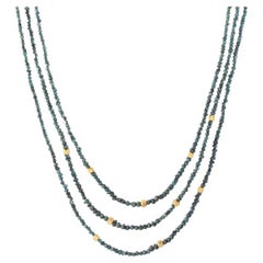 Used Rough Blue Diamond Necklace with 18K Gold