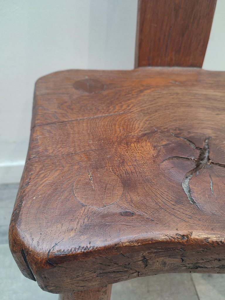 Rough Brutalist Wooden Chair from France, 1950s For Sale at 1stDibs