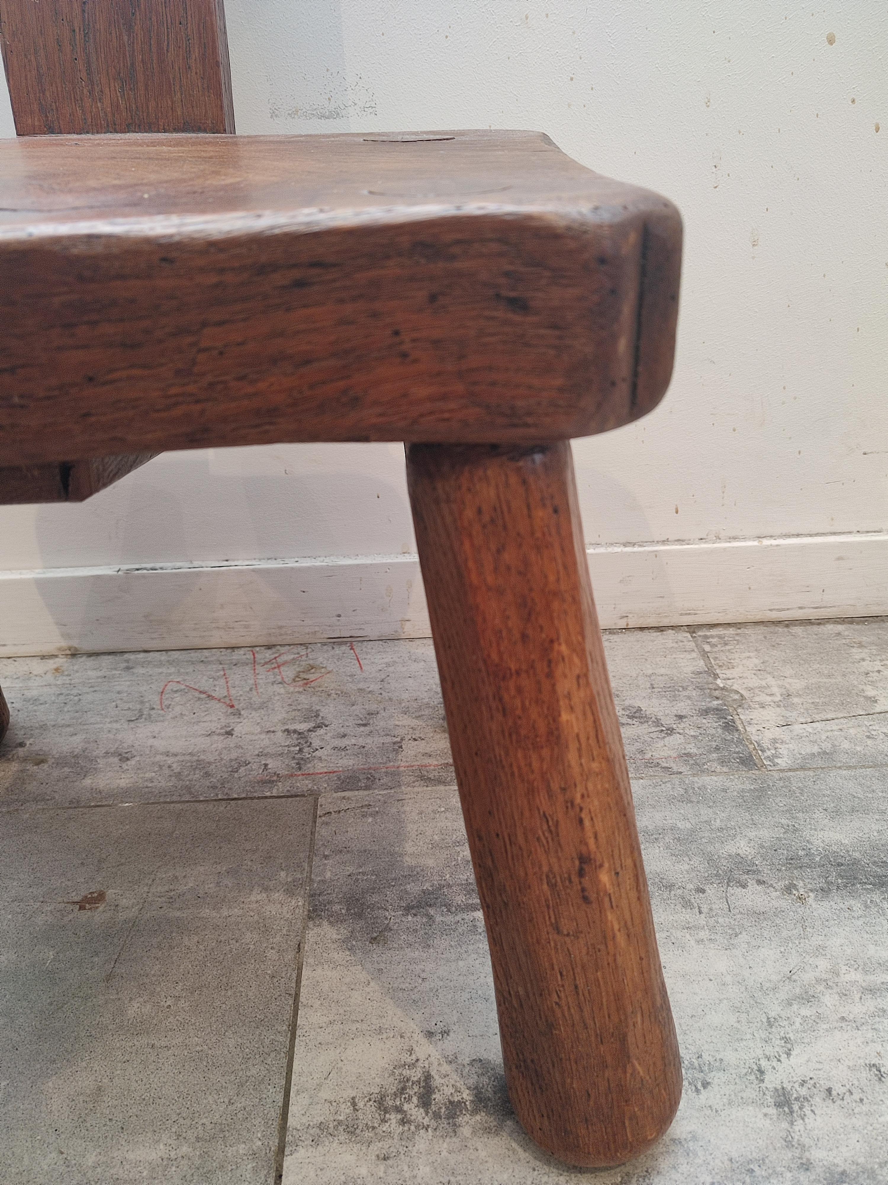 Rough Brutalist Wooden Chair from France, 1950s For Sale 1