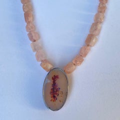 Rough Cut Morganite Necklace with an Agate Clasp