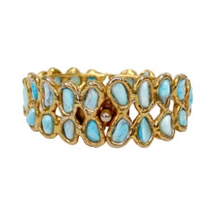 Rough-Cut Turquoise Gold Cuff