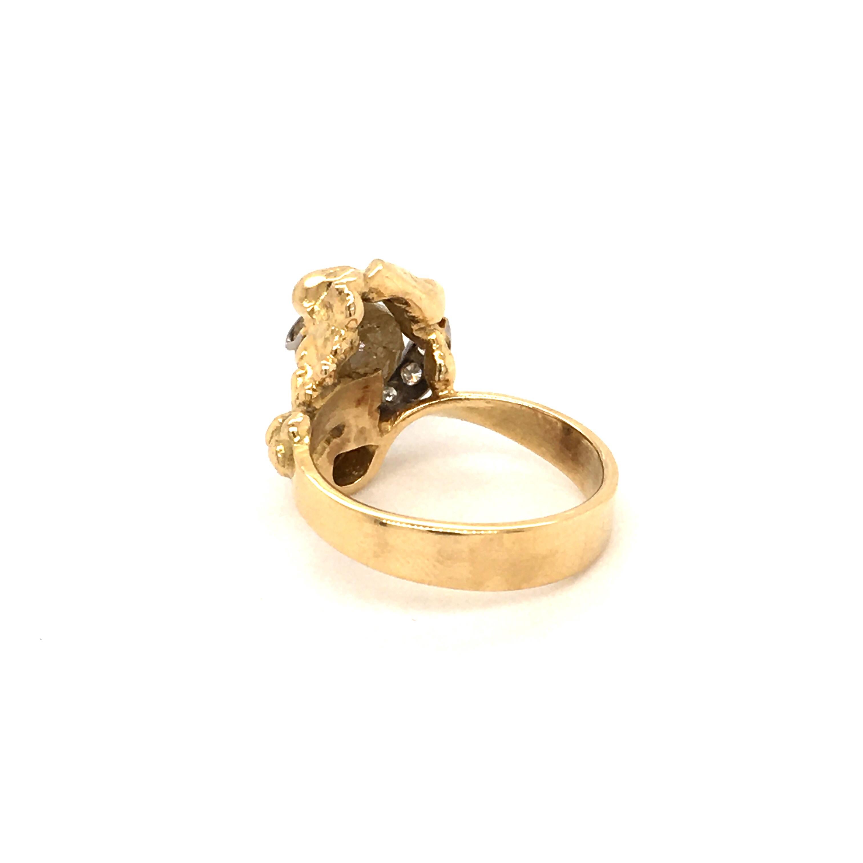 Rough Diamond and Brilliant Ring in 18 Karat Gold 1