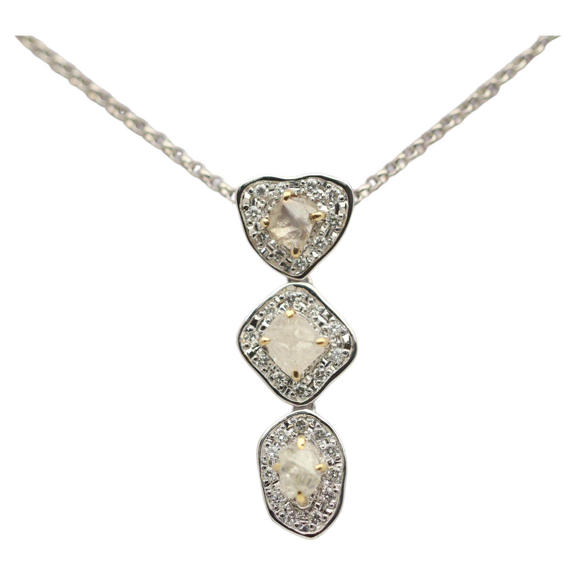 Rough-Diamond Diamond Gold Drop Pendant