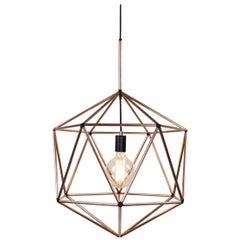 Rough Diamond Globe, Copper Wire Frame Geometric Pendant Light