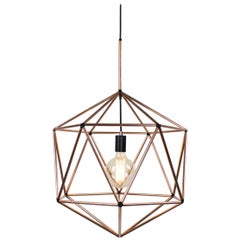 Rough Diamond Globe, Copper Wire Frame Geometric Pendant Light