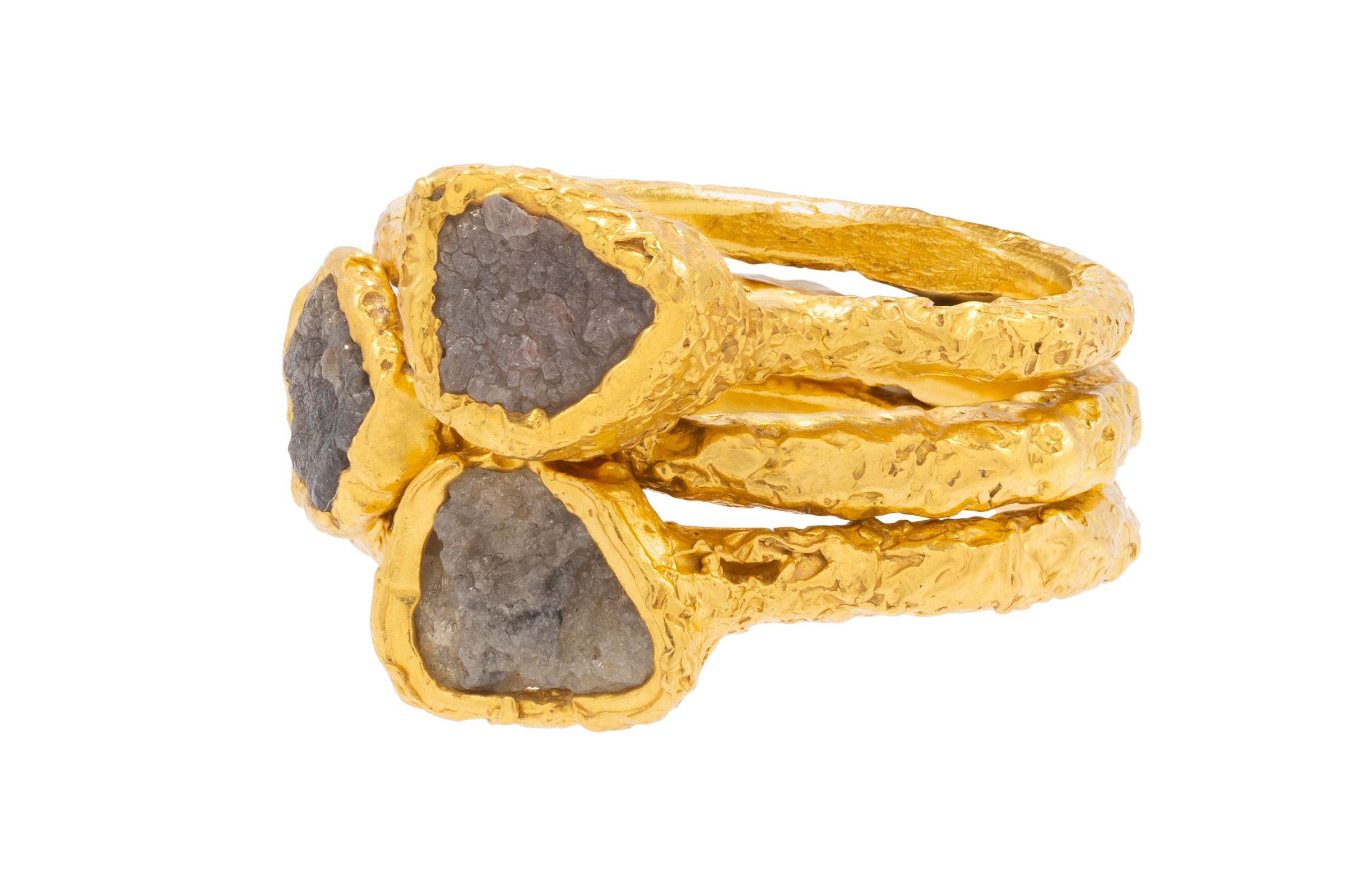 Women's Rough Diamond Stacking Rings in 22k Gold by Tagili