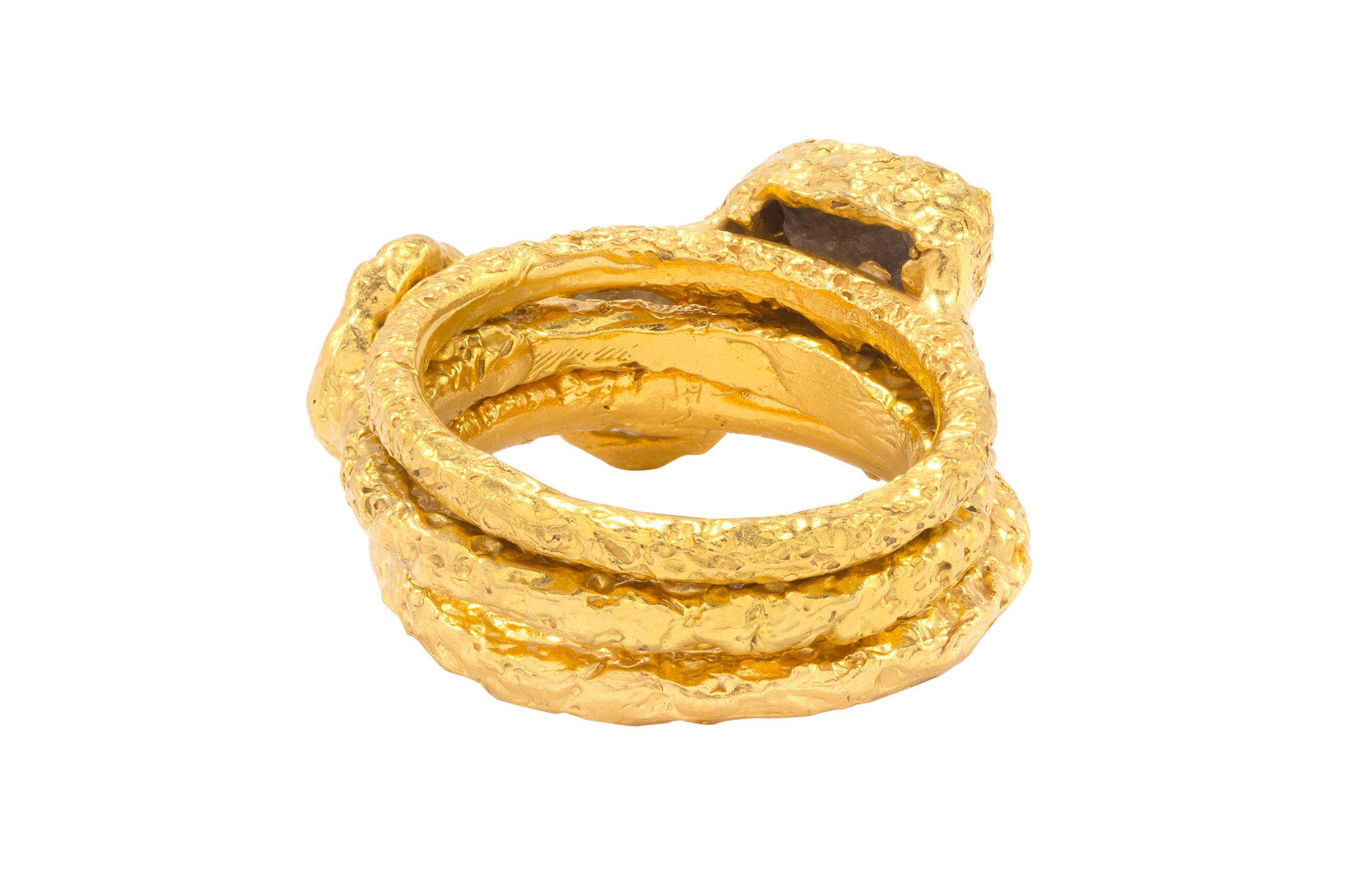Rough Diamond Stacking Rings in 22k Gold by Tagili 3