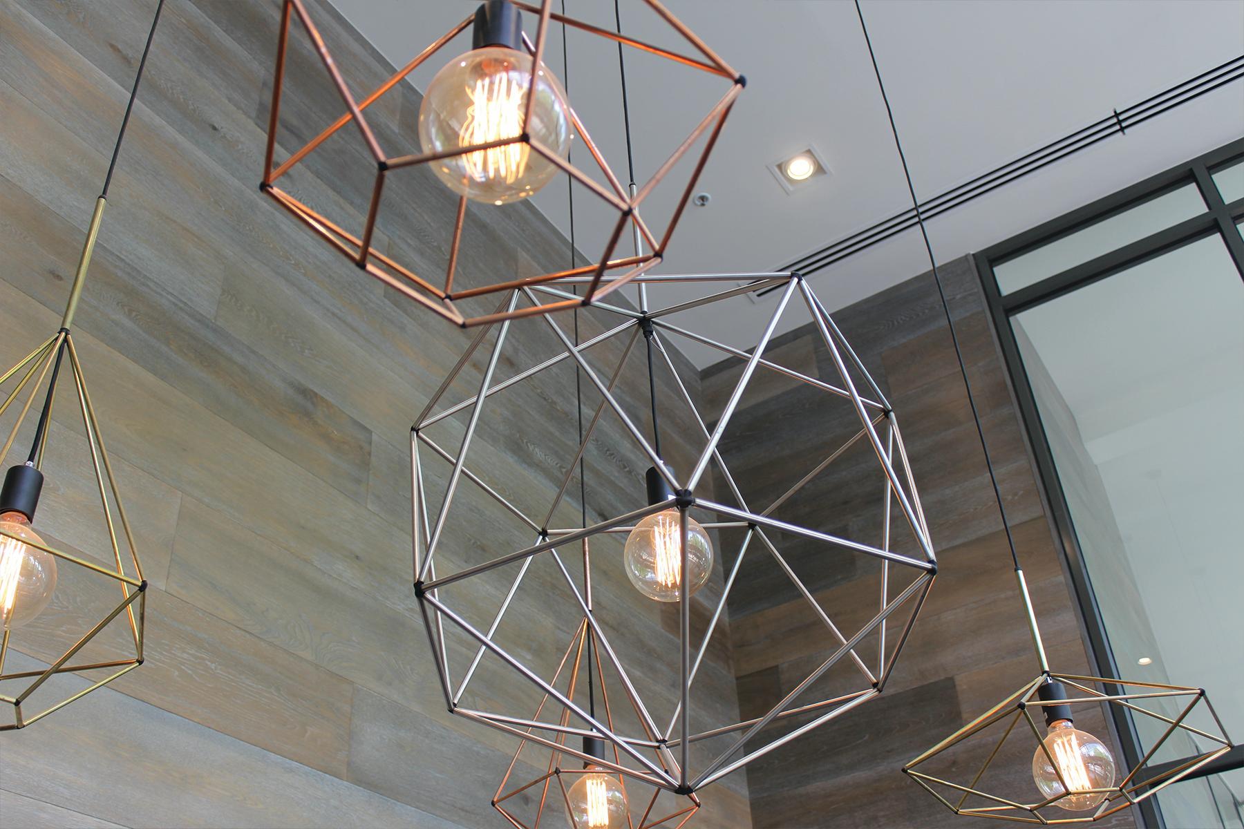 Rough Diamond Type A, Brass Wire Frame Geometric Pendant Light In New Condition In Broadmeadows, Victoria
