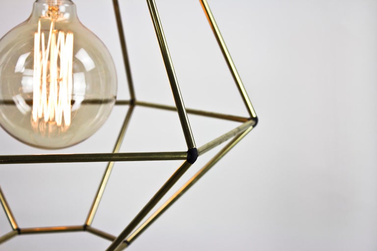Rough Diamond, Type B, Brass Wire Frame Geometric Pendant Light For Sale at 1stDibs wire frame